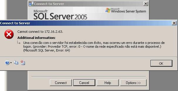Microsoft SQL Server Error 64